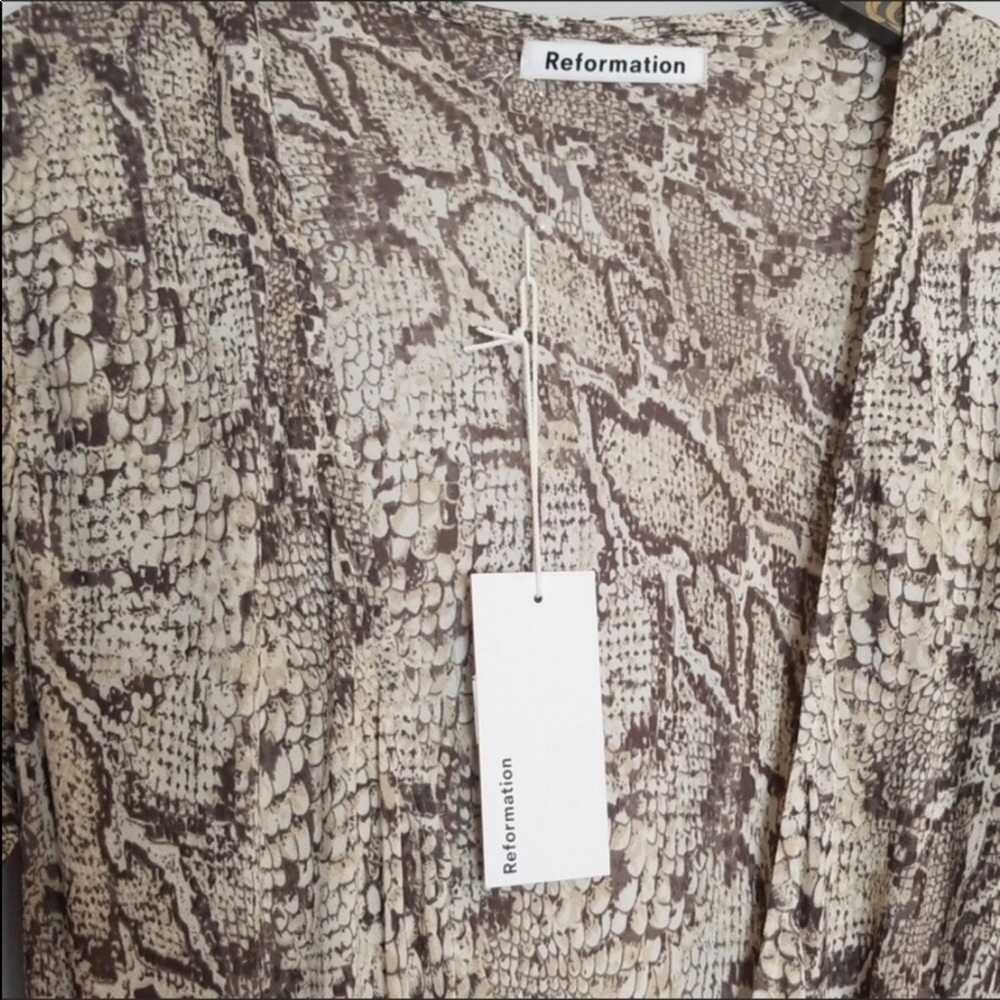 Reformation Jaz Wrap Midi Dress In Python - Picture 4 of 8